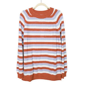 MARKET & SPRUCE Stitch Fix Multi Stripe Eyelet Long Sleeve Pullover Womens XL